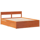 vidaXL viaszbarna tömör fenyőfa ágy matrac nélkül 135 x 190 cm