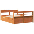 vidaXL viaszbarna tömör fenyőfa ágy matrac nélkül 135 x 190 cm