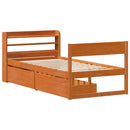 vidaXL viaszbarna tömör fenyőfa ágy matrac nélkül 75 x 190 cm