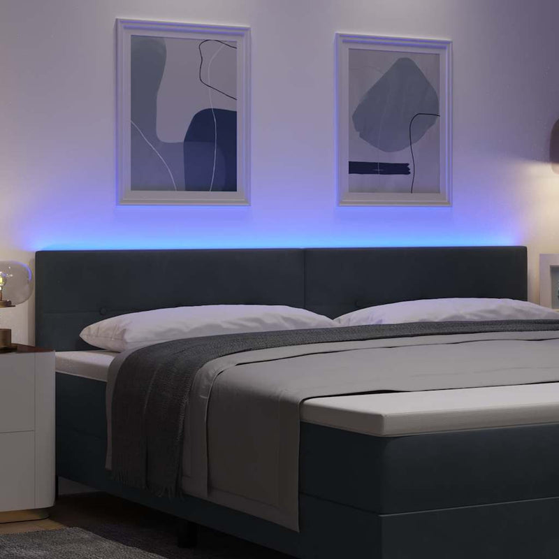 vidaXL Fejtámla LED -es lámpákkal fejtámlával Szürke 100 cm Bársony