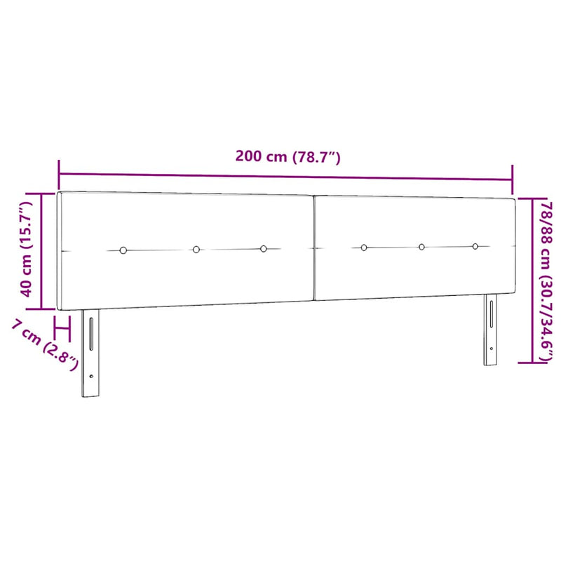 vidaXL Fejtámla LED -es lámpákkal fejtámlával Fekete 100 cm Bársony