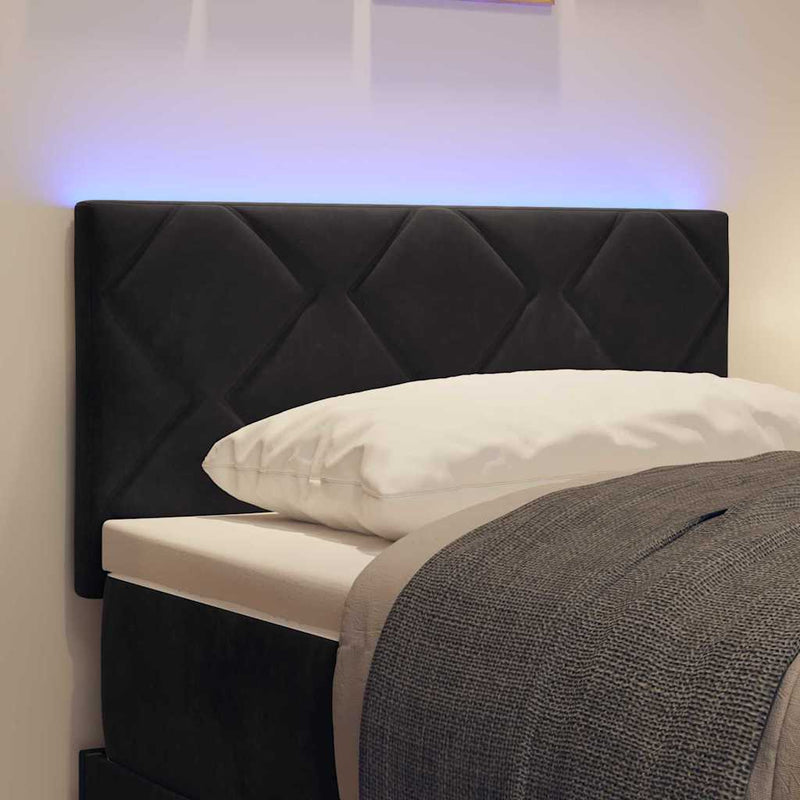 vidaXL LED Fejtámla LED -es lámpákkal Geometrikus Fekete 80 cm Bársony