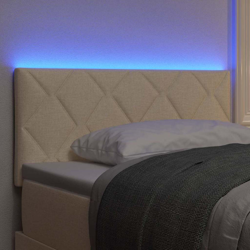 vidaXL Fejtámla LED -es lámpákkal fejtámlával Krém 90 cm szövet