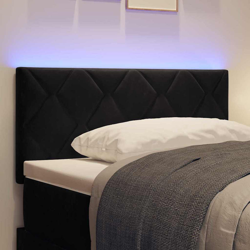 vidaXL LED Fejtámla LED -es lámpákkal Argyle Fekete 100 cm Bársony