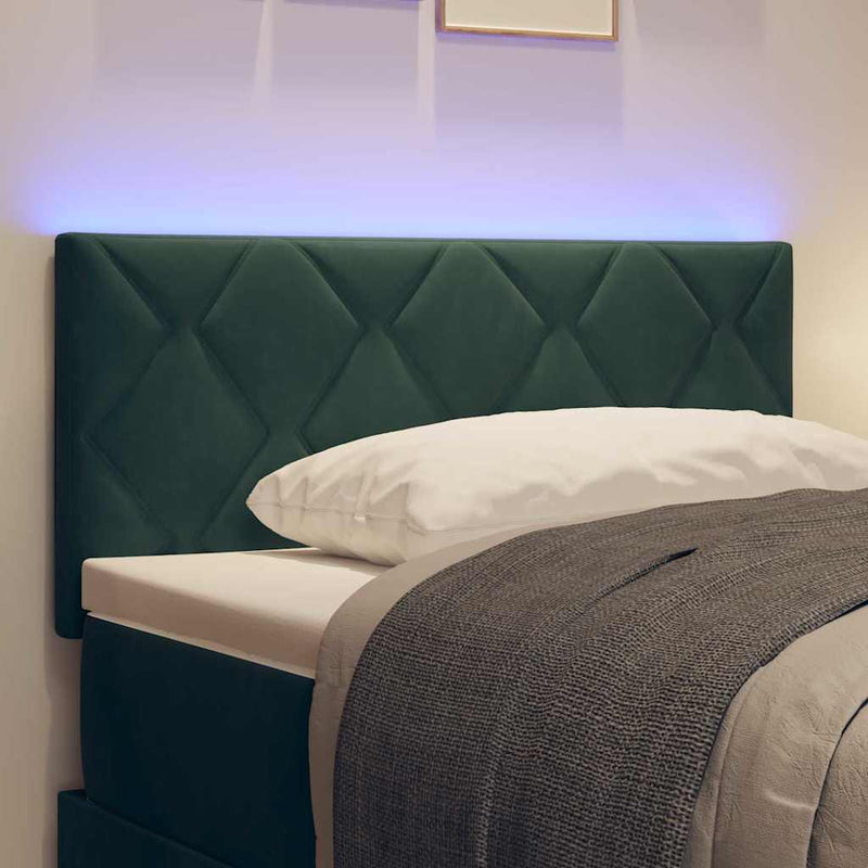 vidaXL LED Fejtámla LED -es lámpákkal Sötétzöld 100 cm Bársony
