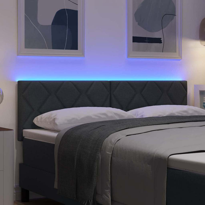 vidaXL Fejtámla LED -es lámpákkal fejtámlával Szürke 144 cm szövet