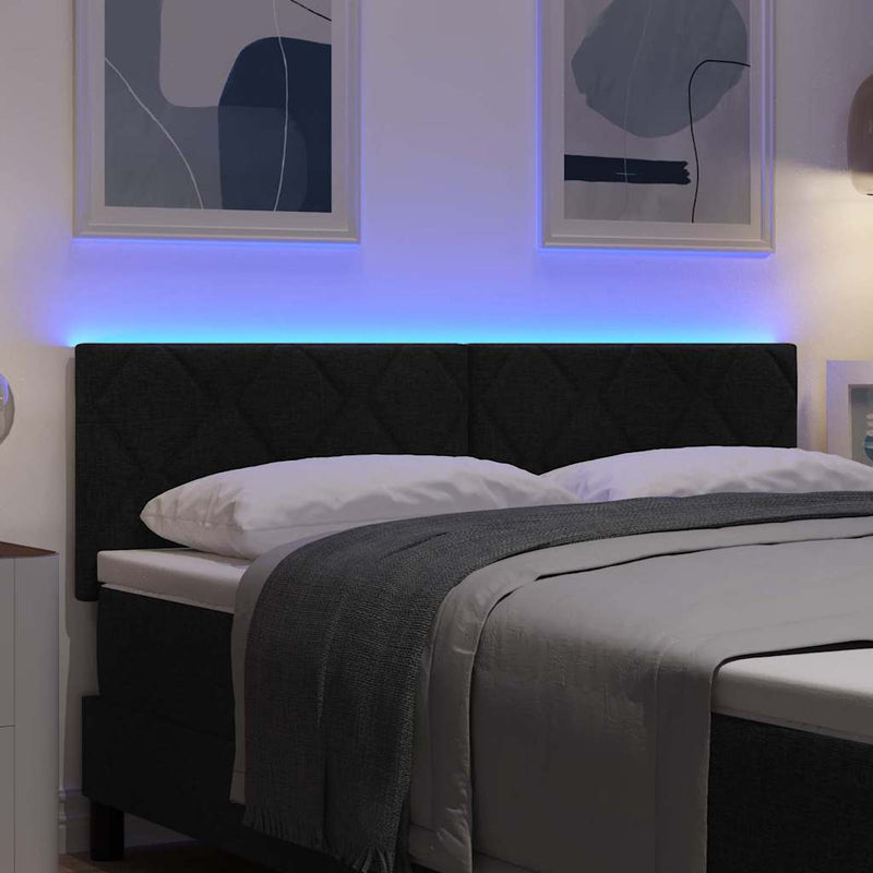 vidaXL Fejtámla LED -es lámpákkal fejtámlával Fekete 144 cm szövet