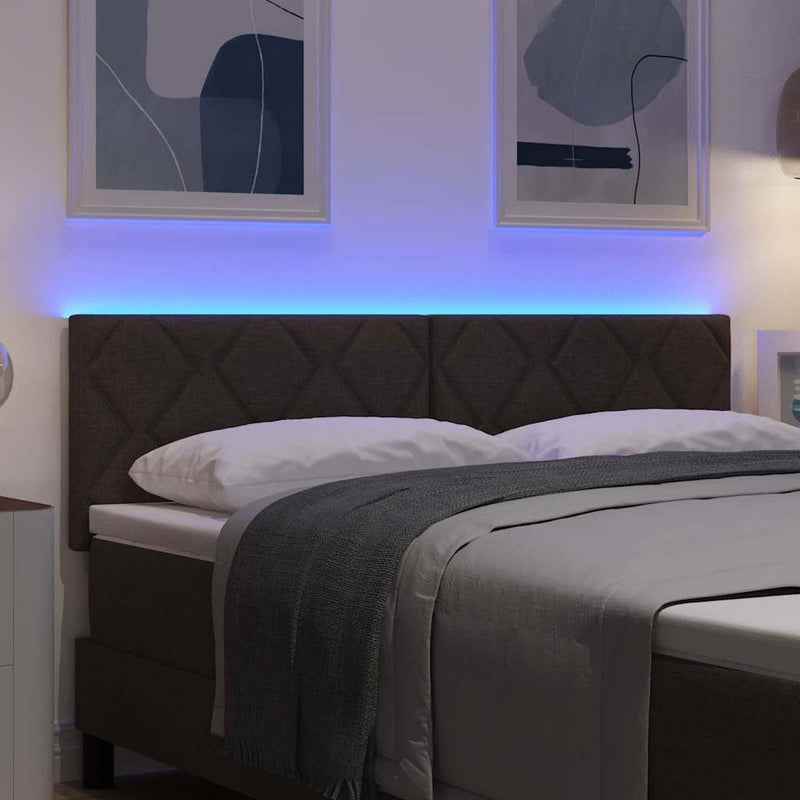 vidaXL Fejtámla LED -es lámpákkal fejtámlával Barna 144 cm szövet