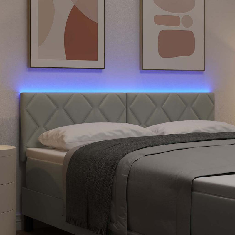 vidaXL LED Fejtámla LED -es lámpákkal Világosszürke 144 cm Bársony