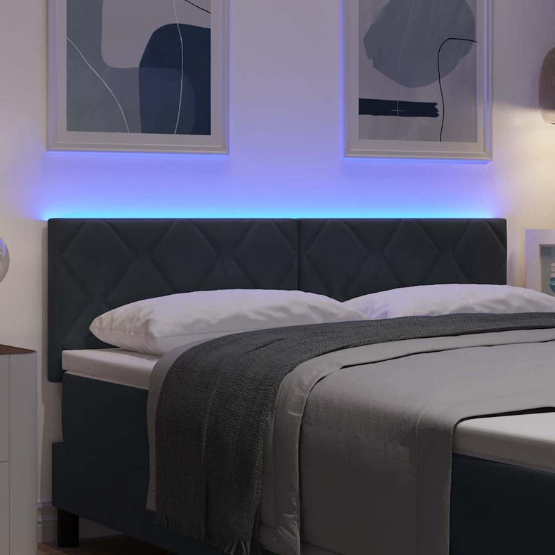 vidaXL LED Fejtámla LED -es lámpákkal Sötétszürke 144 cm Bársony