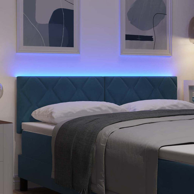vidaXL LED Fejtámla LED -es lámpákkal Sötétkék 144 cm Bársony
