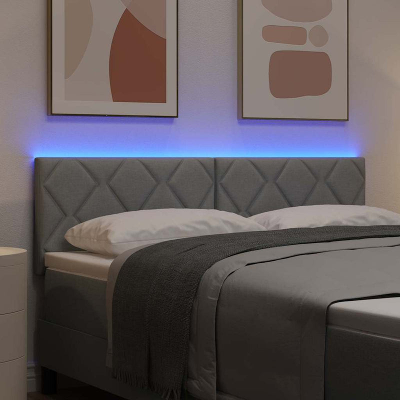 vidaXL Fejtámla LED -es lámpákkal Világosszürke 160 cm szövet