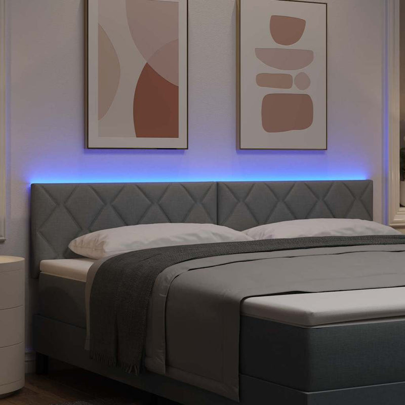 vidaXL Fejtámla LED -es lámpákkal Világosszürke 180 cm szövet