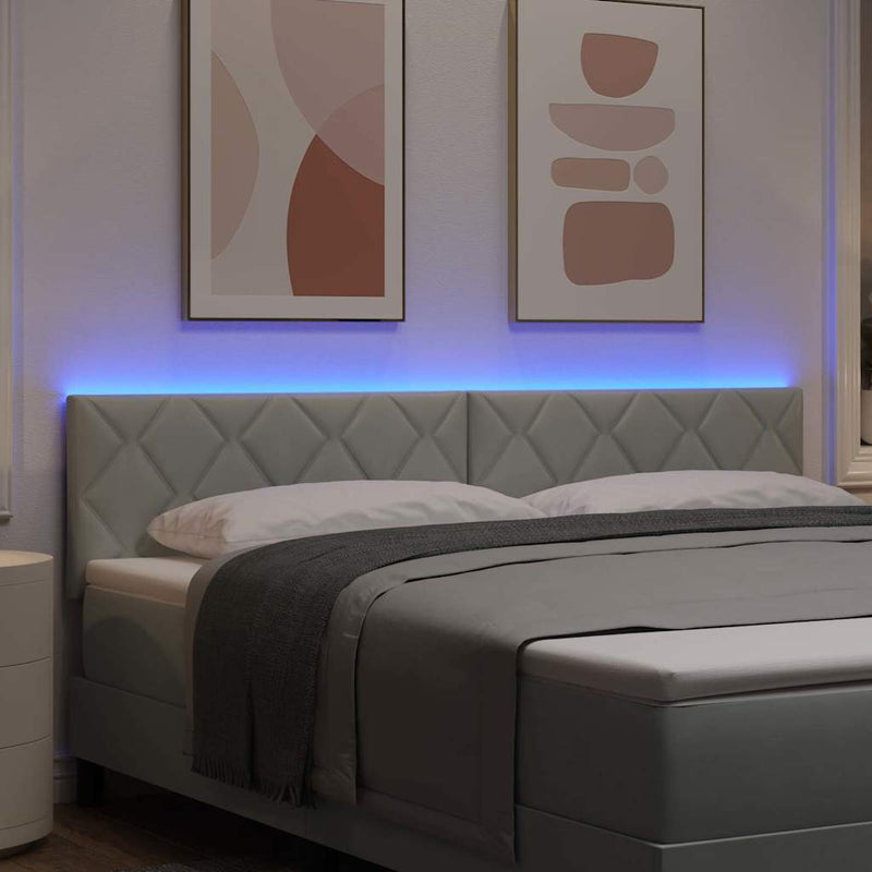 vidaXL LED Fejtámla LED -es lámpákkal Világosszürke 180 cm Bársony
