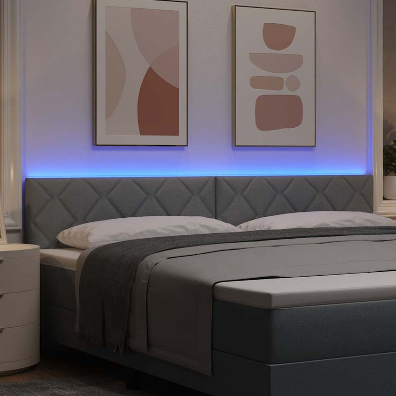vidaXL Fejtámla LED -es lámpákkal Világosszürke 200 cm szövet