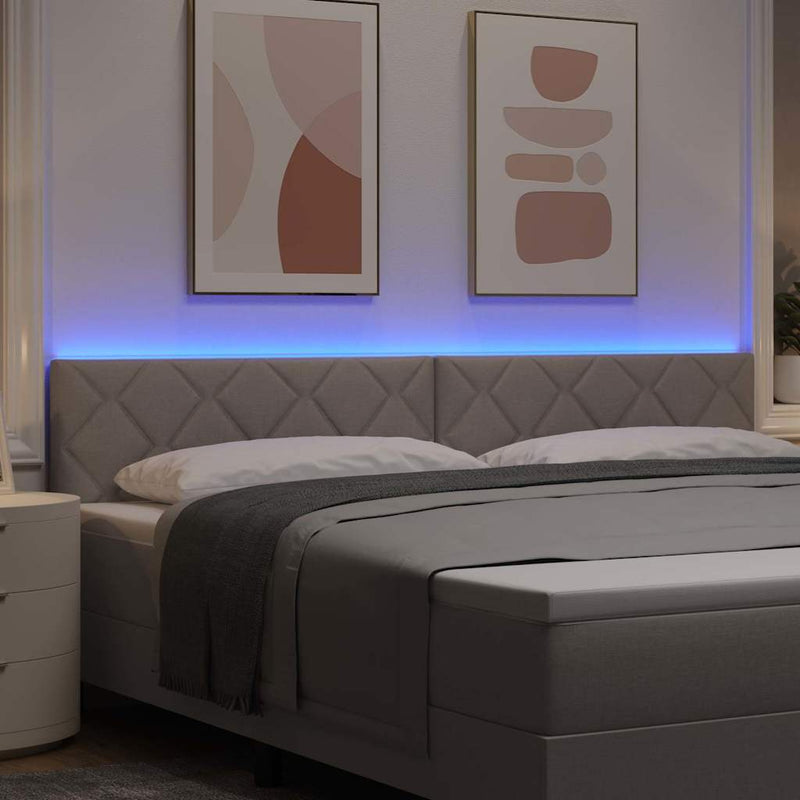 vidaXL Fejtámla LED -es lámpákkal fejtámlával Tópszínű 200 cm szövet