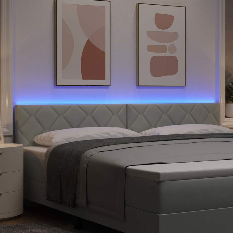 vidaXL LED Fejtámla LED -es lámpákkal Világosszürke 200 cm Bársony