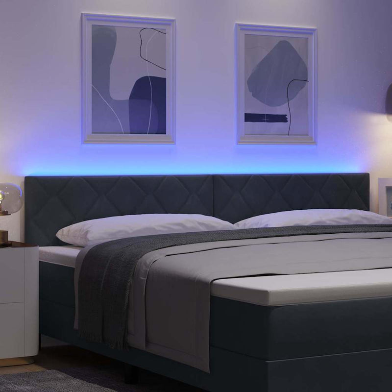 vidaXL LED Fejtámla LED -es lámpákkal Sötétszürke 200 cm Bársony