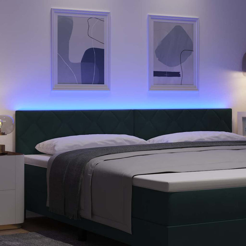 vidaXL LED Fejtámla LED -es lámpákkal Sötétzöld 200 cm Bársony