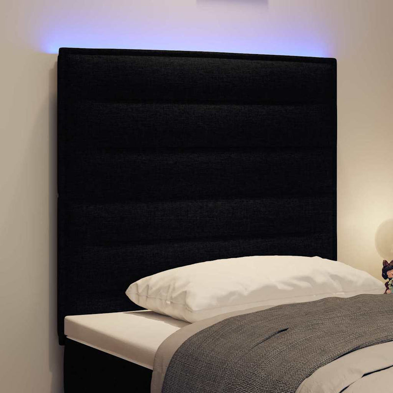 vidaXL LED ágytámla LED -es lámpákkal fejtámlával Fekete 100 cm szövet