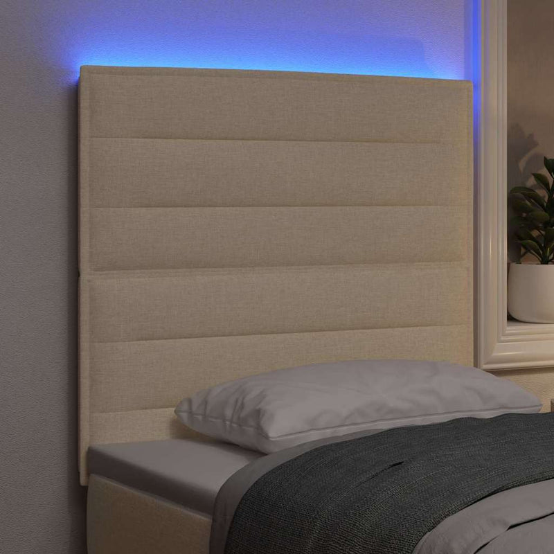 vidaXL LED ágytámla LED -es lámpákkal fejtámlával Krém 100 cm szövet
