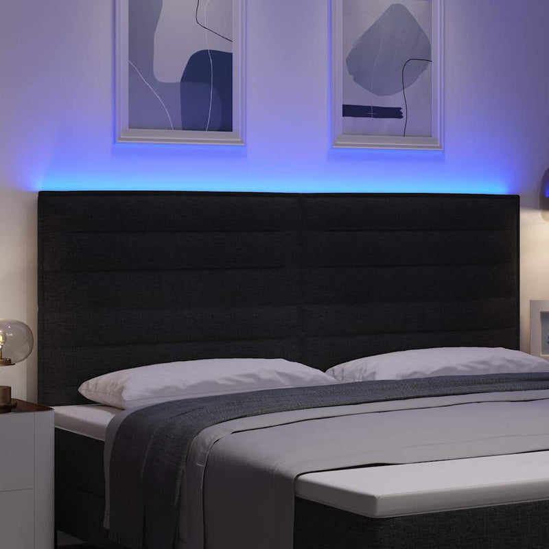 vidaXL LED ágytámla LED -es lámpákkal fejtámlával Fekete 200 cm szövet