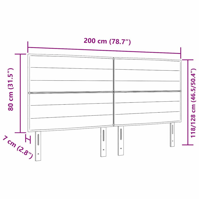 vidaXL LED ágytámla LED -es lámpákkal fejtámlával Fekete 200 cm szövet