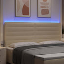 vidaXL LED ágytámla LED szalagokkal fejtámlával Krém 200 cm szövet