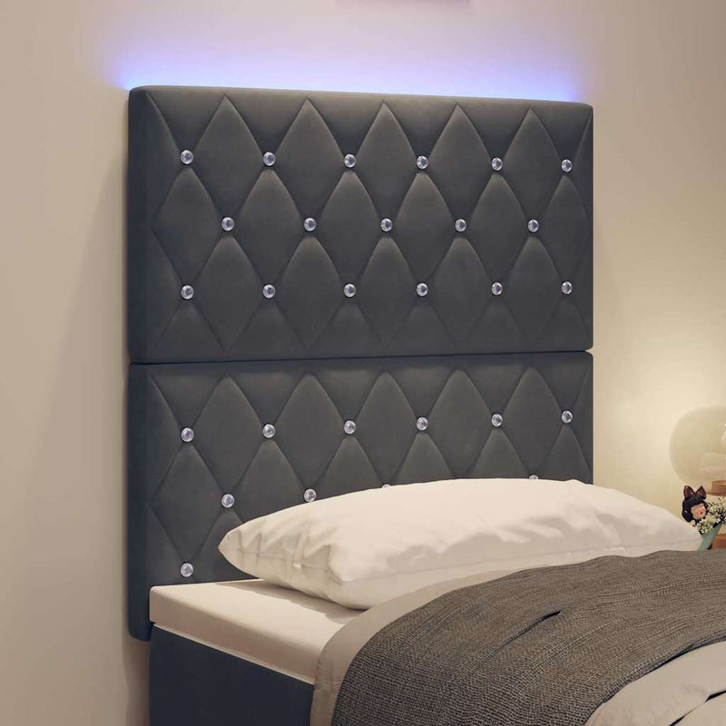 vidaXL LED Fejtámla LED -es lámpákkal Argyle Sötétszürke 80 cm Bársony