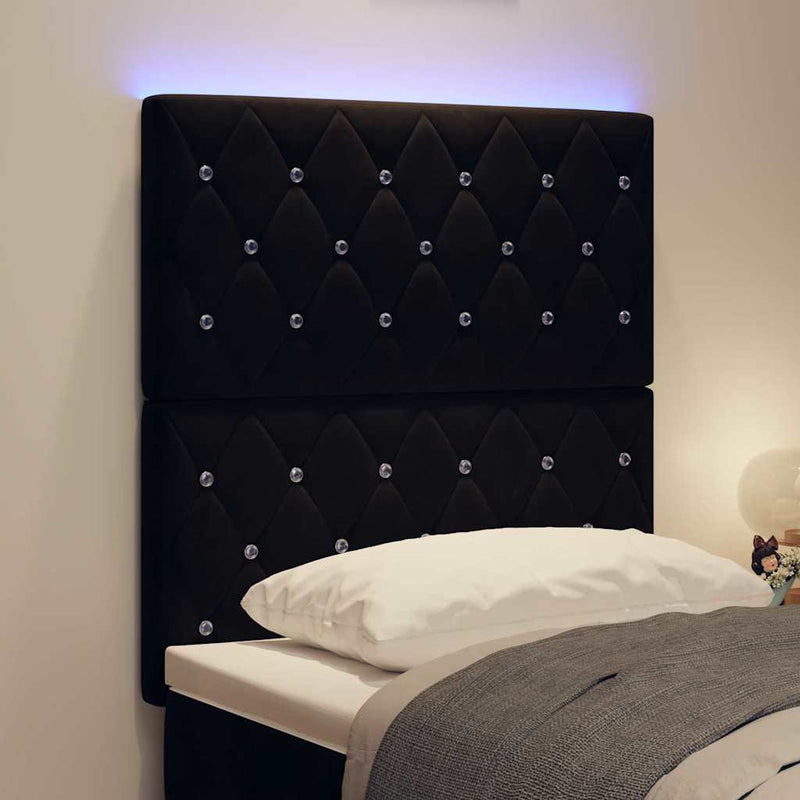 vidaXL LED Fejtámla LED -es lámpákkal Argyle Fekete 80 cm Bársony