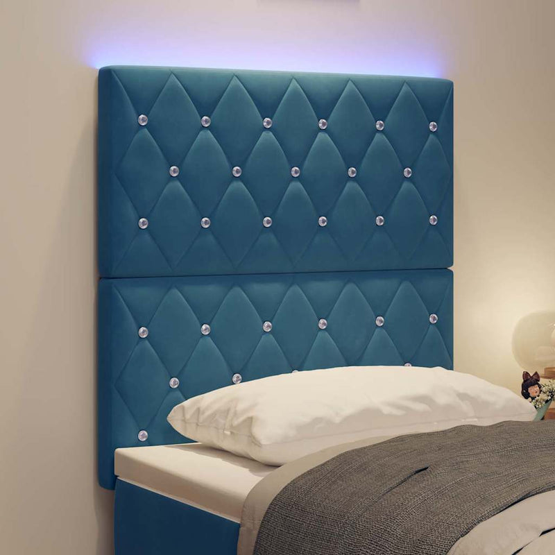 vidaXL LED Fejtámla LED -es lámpákkal Argyle Sötétkék 80 cm Bársony