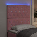 vidaXL LED ágytámla LED szalagokkal Rózsaszín 80 cm Bársony