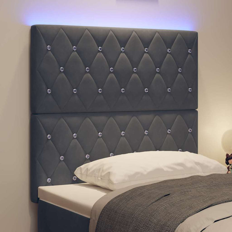 vidaXL LED Fejtámla LED -es lámpákkal Argyle Sötétszürke 90 cm Bársony