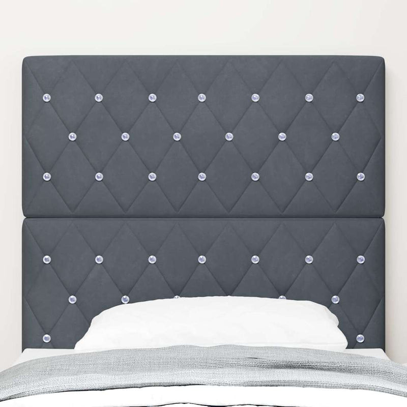 vidaXL LED Fejtámla LED -es lámpákkal Argyle Sötétszürke 90 cm Bársony