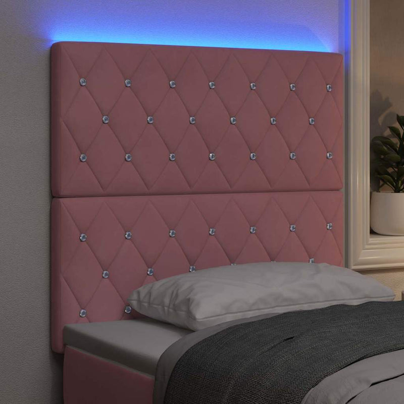 vidaXL LED Fejtámla LED -es lámpákkal Argyle Rózsaszín 90 cm Bársony