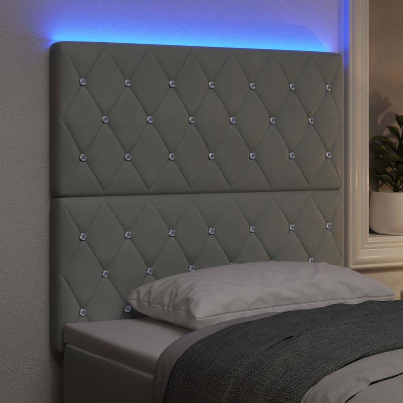 vidaXL LED Fejtámla LED -es lámpákkal Világosszürke 100 cm Bársony