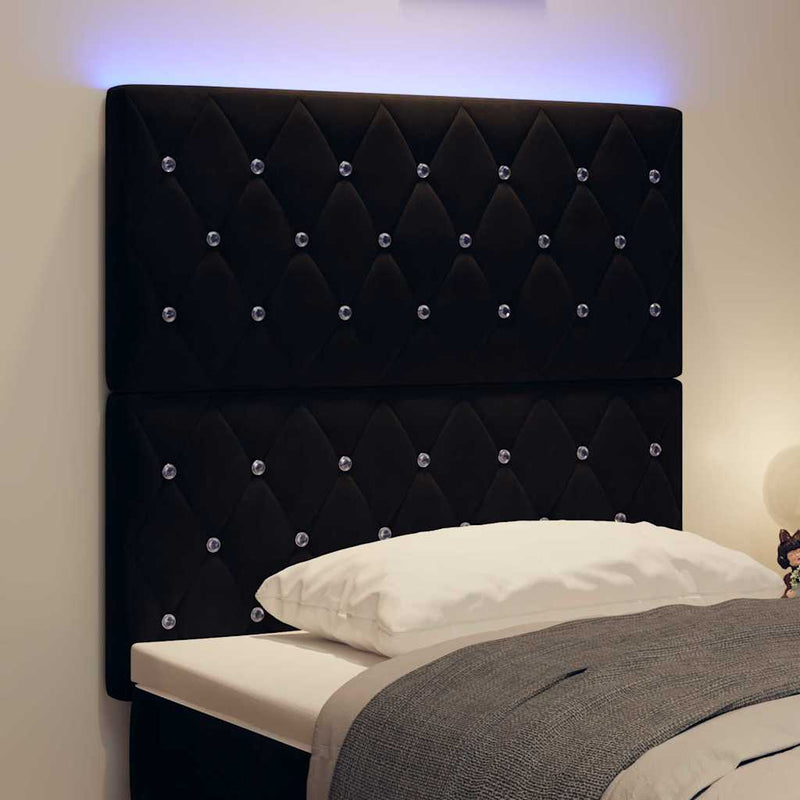 vidaXL LED Fejtámla LED -es lámpákkal Argyle Fekete 100 cm Bársony