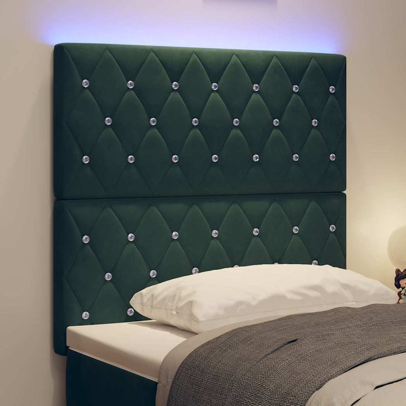 vidaXL LED Fejtámla LED -es lámpákkal Argyle Sötétzöld 100 cm Bársony