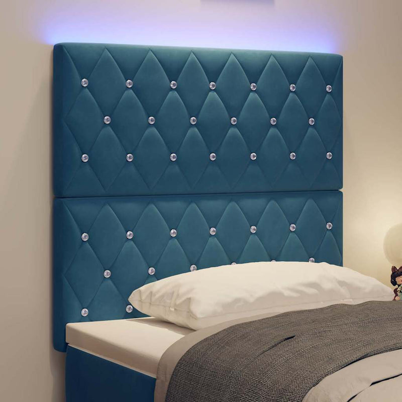 vidaXL LED Fejtámla LED -es lámpákkal Argyle Sötétkék 100 cm Bársony