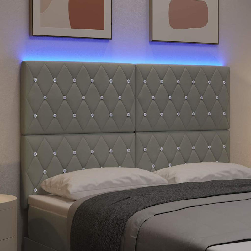 vidaXL LED Fejtámla LED -es lámpákkal Világosszürke 144 cm Bársony