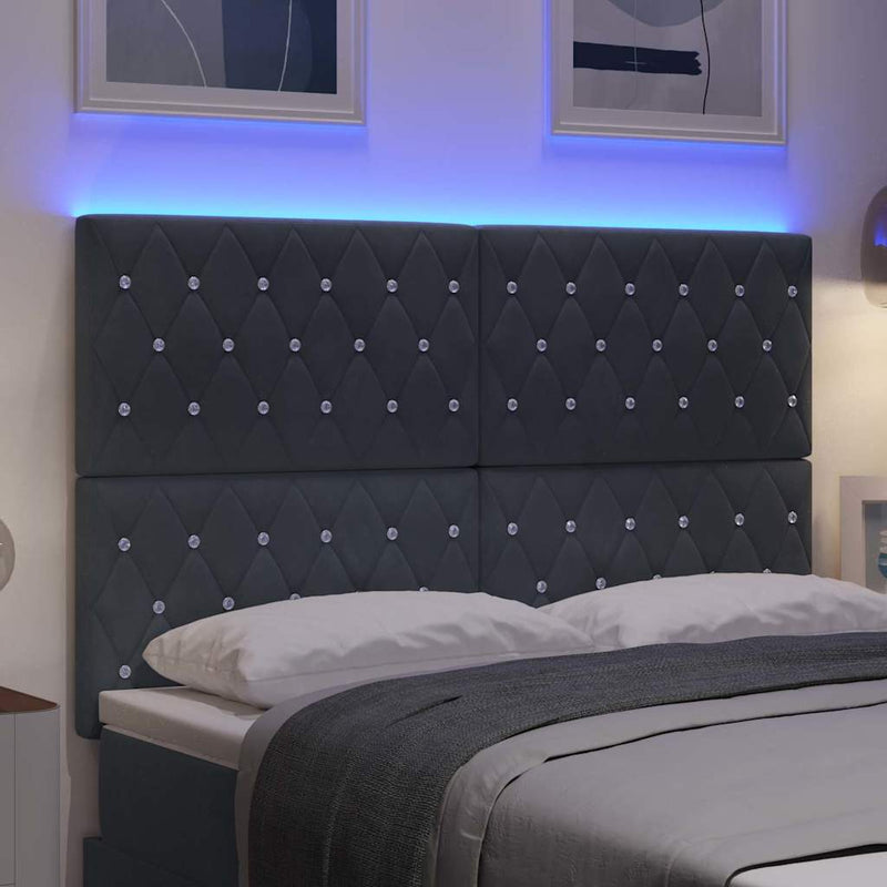 vidaXL LED Fejtámla LED -es lámpákkal Argyle Sötétszürke 80 cm Bársony