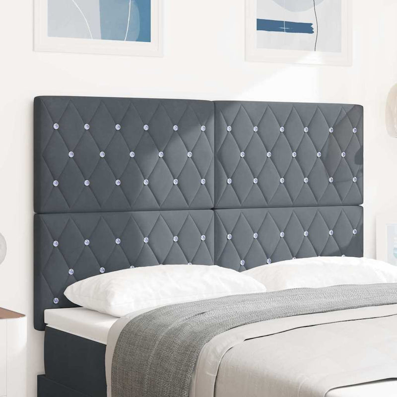 vidaXL LED Fejtámla LED -es lámpákkal Argyle Sötétszürke 80 cm Bársony