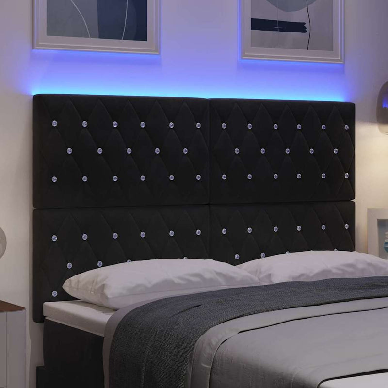 vidaXL LED Fejtámla LED -es lámpákkal Argyle Fekete 144 cm Bársony