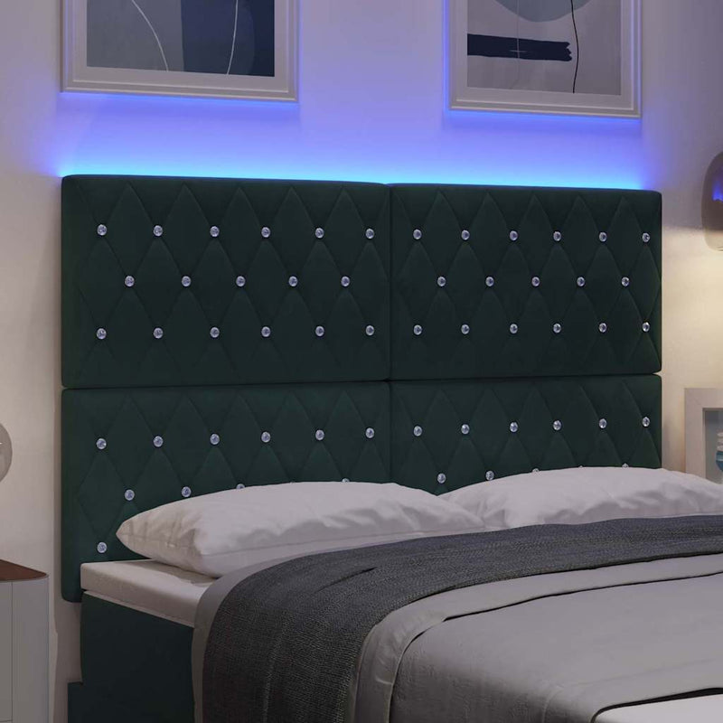vidaXL LED Fejtámla LED -es lámpákkal Argyle Sötétzöld 144 cm Bársony