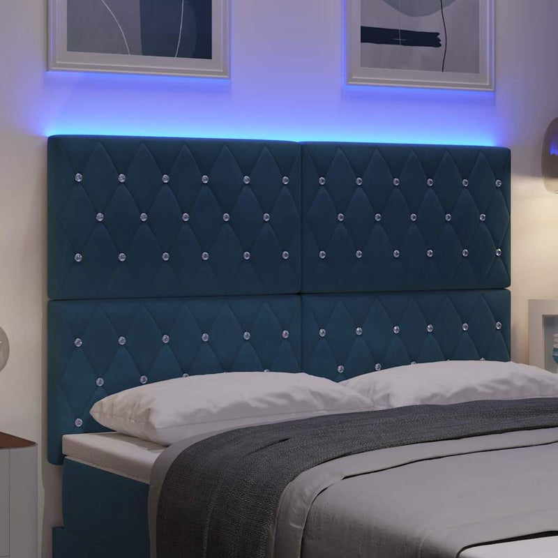 vidaXL LED Fejtámla LED -es lámpákkal Argyle Sötétkék 144 cm Bársony