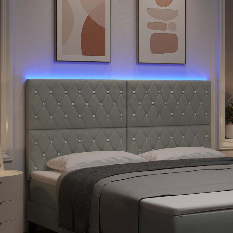 vidaXL LED Fejtámla LED -es lámpákkal Világosszürke 90 cm Bársony