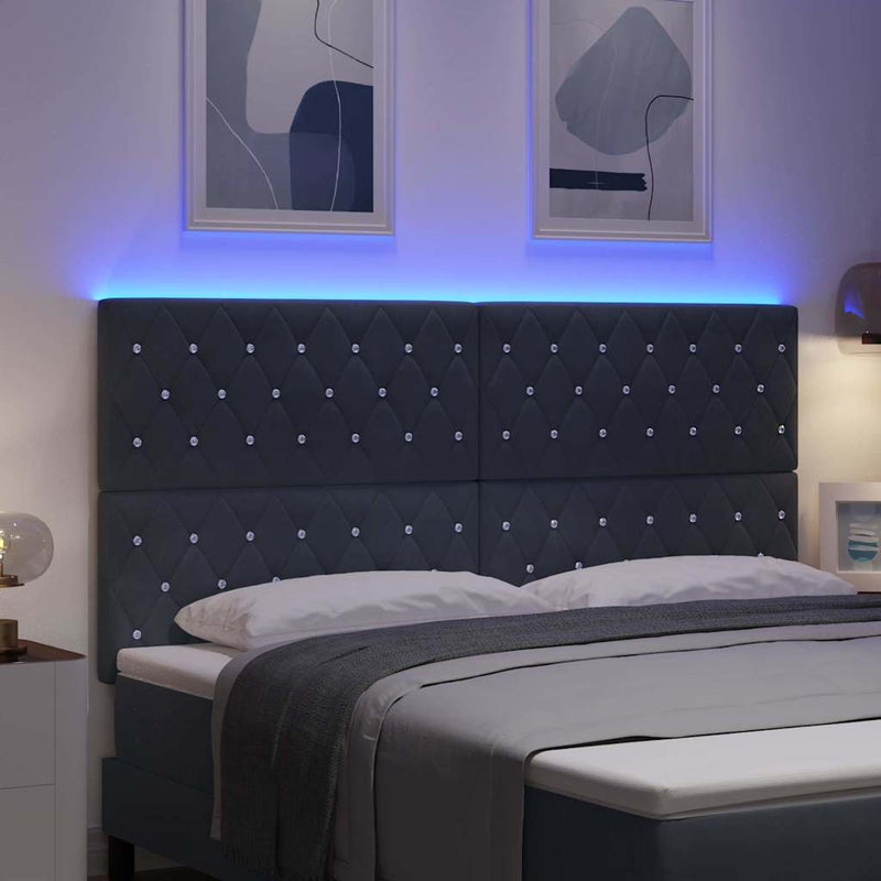 vidaXL LED Fejtámla LED -es lámpákkal Argyle Sötétszürke 90 cm Bársony