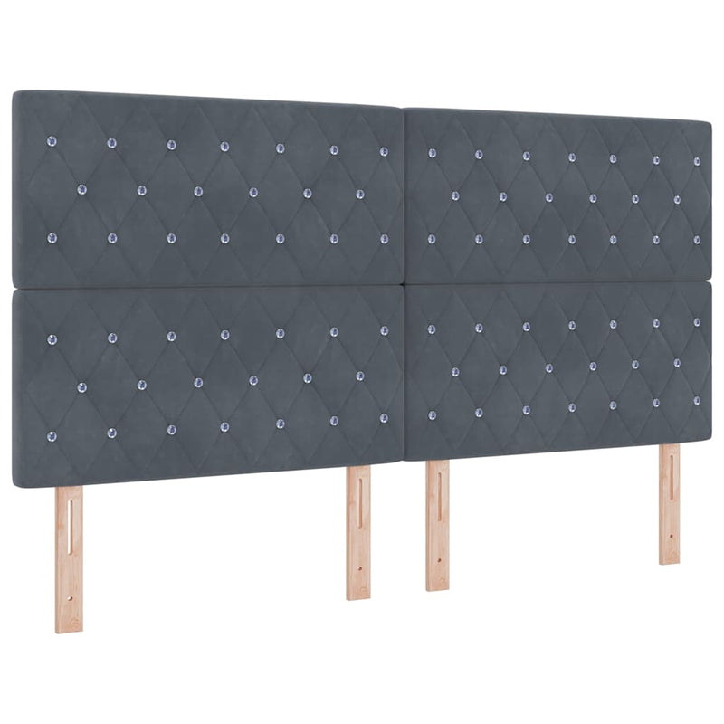 vidaXL LED Fejtámla LED -es lámpákkal Argyle Sötétszürke 90 cm Bársony