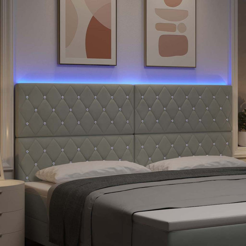 vidaXL LED Fejtámla LED -es lámpákkal Világosszürke 100 cm Bársony