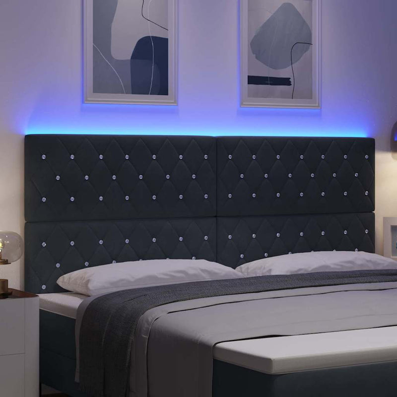 vidaXL LED Fejtámla LED -es lámpákkal Sötétszürke 100 cm Bársony